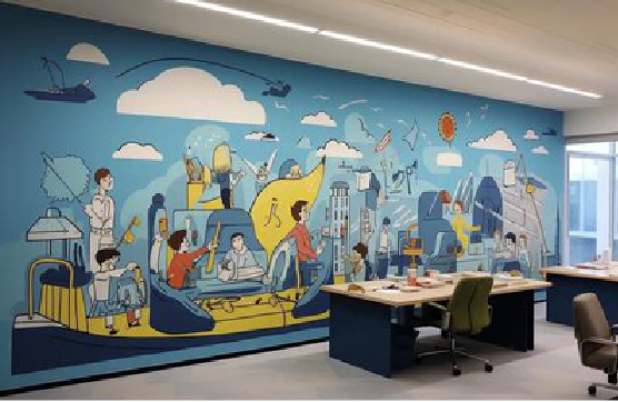 金沙办公室墙绘的特点。