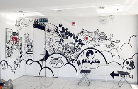 金沙手绘墙并非传统涂鸦。